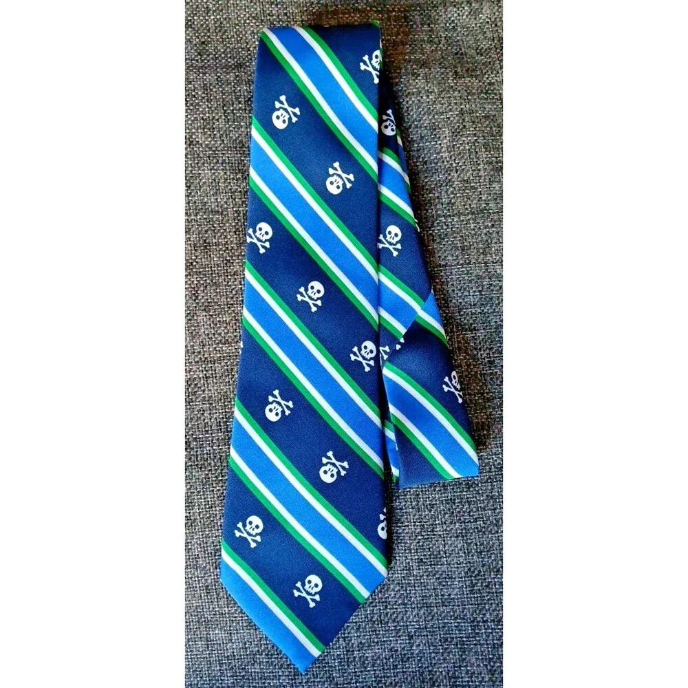 Tie Y2K Boys Gap Kids Blue Green Skulls 3 Wide 42 Long